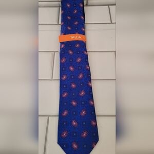 Tallia Mens 100% Silk Tie Royal Blue Pink Paisley Textured Print 58inl 3inw Con